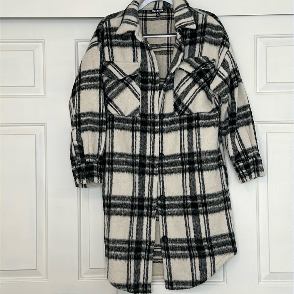 Steve Madden Long Plaid Coat